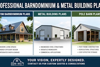 design custom barndominium plans, pole barns and metal building plans