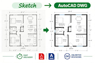 convert sketch, PDF or image to autocad dwg