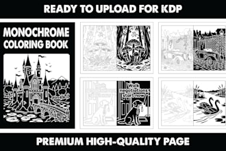 create custom monochrome coloring pages for amazon KDP