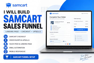 build a samcart sales funnel, landing page and online course