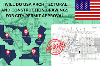 do USA architectural and construction drawing for city permit approval