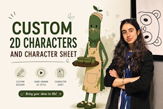create custom 2d character design and character sheet
