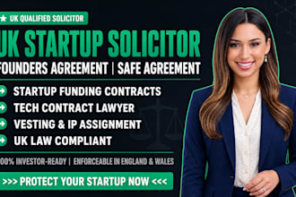 be your UK startup solicitor for founders agreement, safe and funding contracts