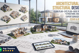 architectural floor plan, site plan, roof plan structural design in texas ohio