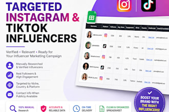 research and find targeted instagram and tiktok influencers