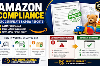 create cpc certificate and cpsia test report for your amazon product compliance
