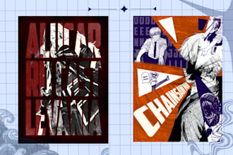 design a custom anime pop art poster or a graphic layout