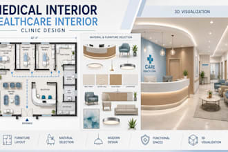 design medical interior, clinic interior, space planning and equipment layout