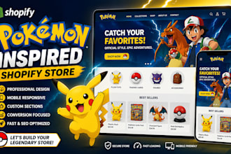design pokemon shopify store pokemon website tcg anime website pokemon store