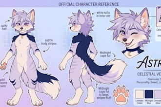 create a custom furry reference sheet and fursona character design