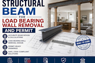 design a structural beam for load bearing wall removal and permit