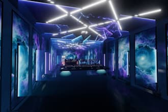 create custom vrchat world, vrc map, club, lounge, stage, bar or 3d environment