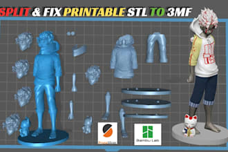 convert stl to multicolor 3mf, split fix for bambu studio and prusa 3d printing
