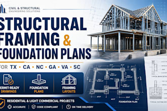 design structural framing and foundation plans for tx ca nc ga va sc