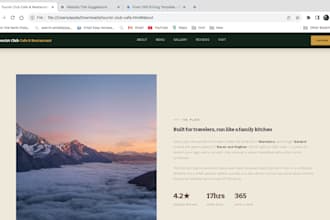design a modern tourist club cafe and restaurant website