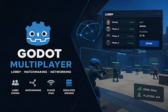 develop godot multiplayer games, matchmaking, lobby and networking systems