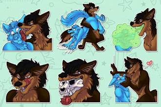 draw custom furry telegram stickers, discord emotes, and fursona arts
