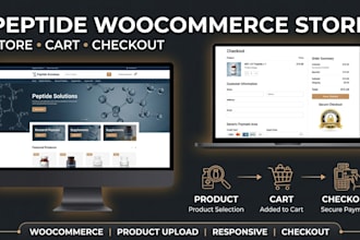 build peptide woocommerce website, ecommerce store and checkout setup