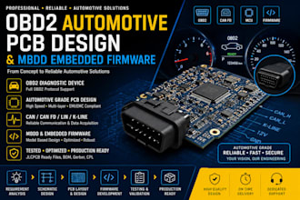 design obd2 automotive pcb, ecu can bus and mbd embedded firmware