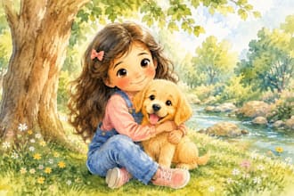 illustration de livre pour enfants, illustration de livre dhistoires, aquarelle