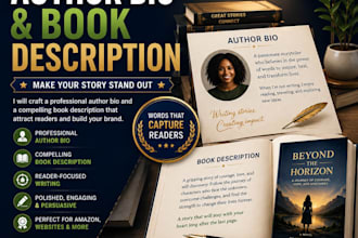 write a professional author bio and book description