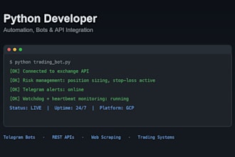 build a python telegram bot or automation script with API integration
