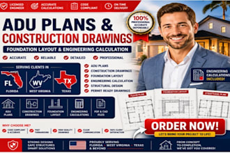 prepare fl wv adu plan construction drawing foundation layout engineering report