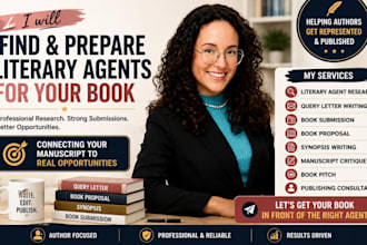 be your literary agent for screenplay book, manuscript and query book proposal