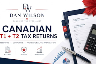 prepare canadian t1 personal and t2 corporate tax returns