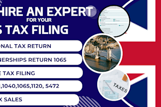 handle US tax filing and return, form 1040 1065 1120 5672 partnership state tax