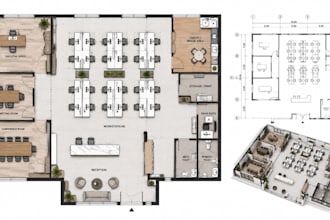 design modern office plans with functional layouts, furniture placement