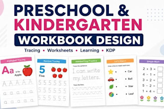 design preschool kindergarten educational workbooks and KDP worksheets