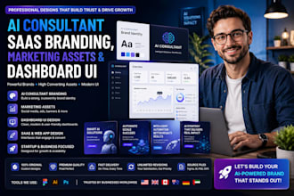 design ai consultant saas branding, marketing assets and dashboard UI