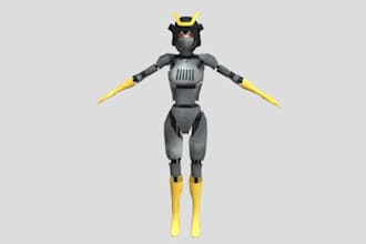 create lowpoly mecha model, ps1 robot style, retro horror, survival game