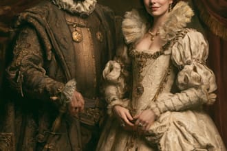 illustrate a romantic family royal couple portrait
