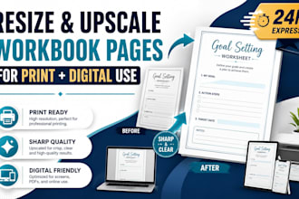 resize and upscale workbook pages for print and digital use