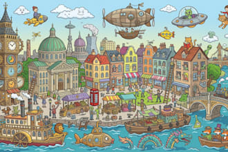 draw find and hidden object illustration