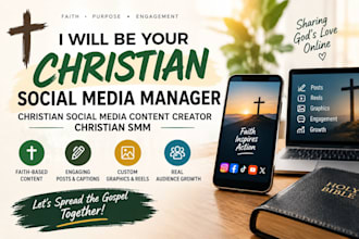 be your christian social media manager, christian social media content creator