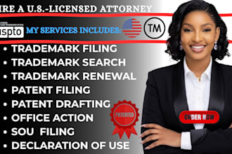 conduct trademark and patent searches and file applications, sou, amazon brand