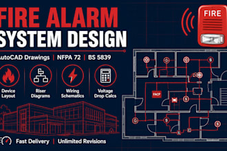 design fire alarm system layout, drawings ,calculations in autocad