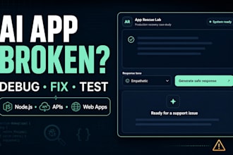 debug and fix your ai app web app API or node js project