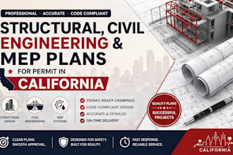 design structural civil engineering and mep plan for california permit