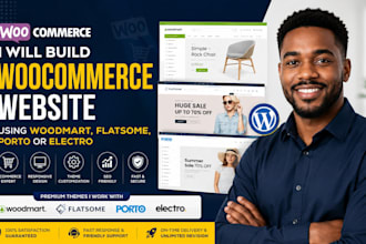 build woocommerce website using woodmart flatsome porto or electro online store