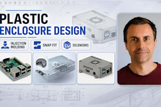 design injection molded plastic product, snap fit enclosures, housing solidworks