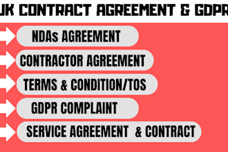 draft UK nda, contract or gdpr compliant privacy policy