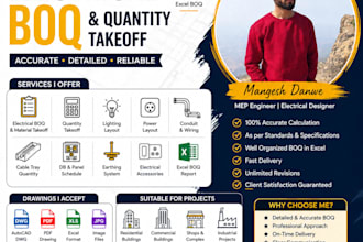 prepare electrical boq and material quantity takeoff from drawings