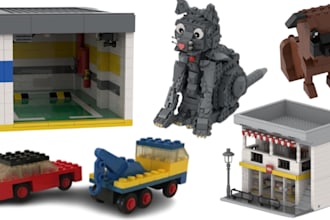 design custom lego technic, lego pet moc, house, cars, using bricklink studio