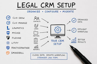 set up clio, lawmatics, mycase, filevine, litify and smokeball CRM