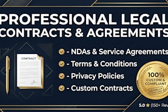 draft legal contracts, privacy policy, and terms of service