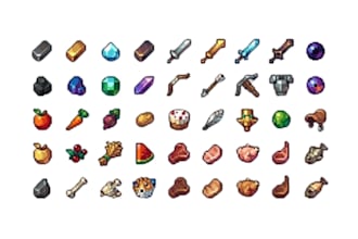 create custom pixel art icons, 16x16 game UI, props, and item sprites